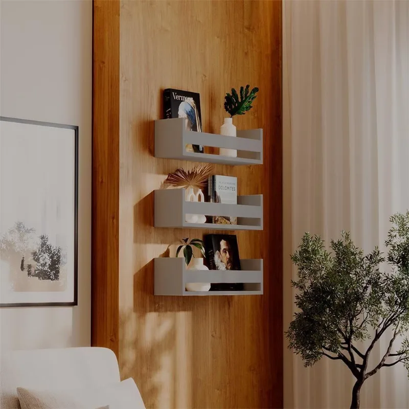 Prateleira Kit 3 Porta Objetos 70X12CM MDF Suporte Invisível Organizador Moderno Sala Mercado