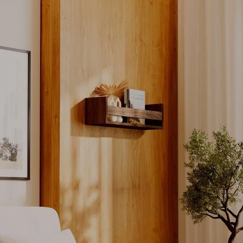 Prateleira Porta Objeto Nogal 70 X 12CM MDF Suporte Invisível Organizador Sala Marrom Mercado