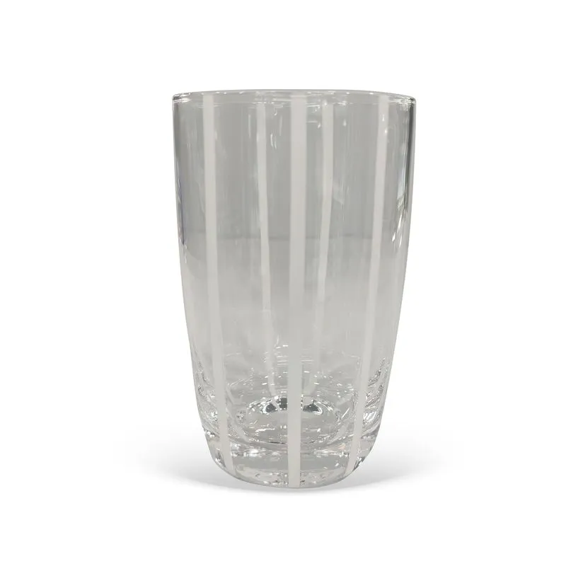 CONJUNTO DE COPOS EM VIDRO TRANSPARENTE COM LISTRAS BRANCO 6 PEÇAS - 470ML