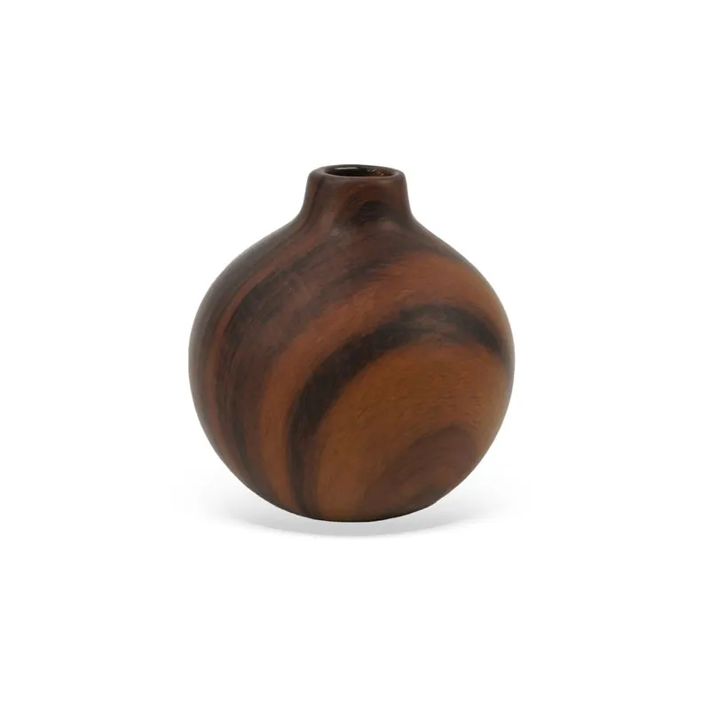 VASO DECORATIVO EM CERAMICA ESTILO MADEIRA MARROM