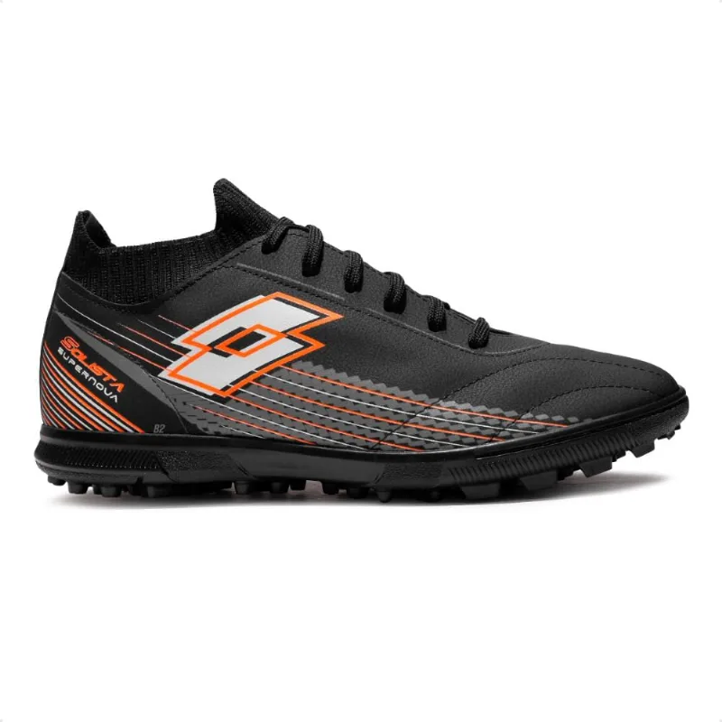 Chuteira Society Lotto Solista Supernova Masculina 42 / Preto / Laranja