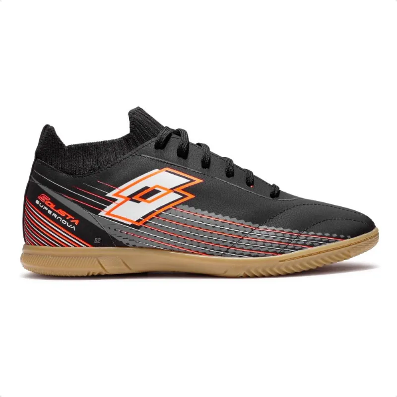 Chuteira Futsal Lotto Solista Supernova Masculina 42 / Preto / Laranja