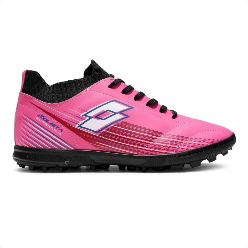 Chuteira Society Lotto Solista Supernova Masculina 42 / Rosa / Preto
