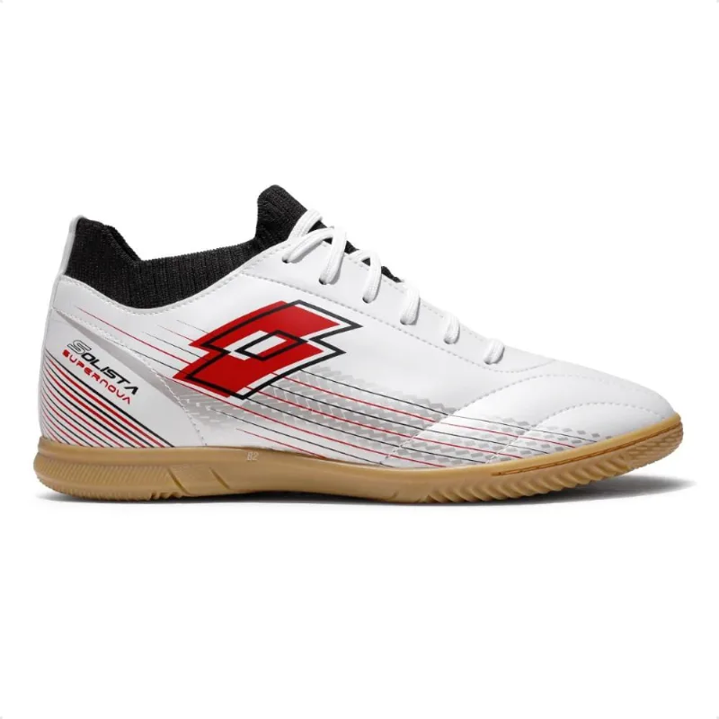 Chuteira Futsal Lotto Solista Supernova Masculina 43 / Branco / Vermelho
