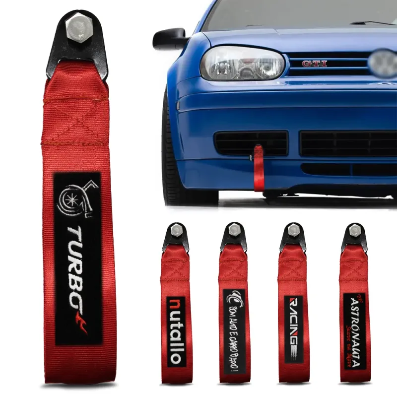Fita de Reboque Vermelho Turbo com Bordado - Resistente e Estilo Tuning