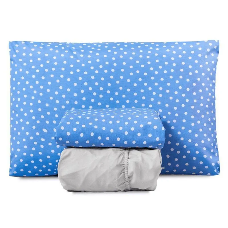 Jogo De Lençol Solteiro Classic Estampado 160 Fios 3 Peças Poa Azul