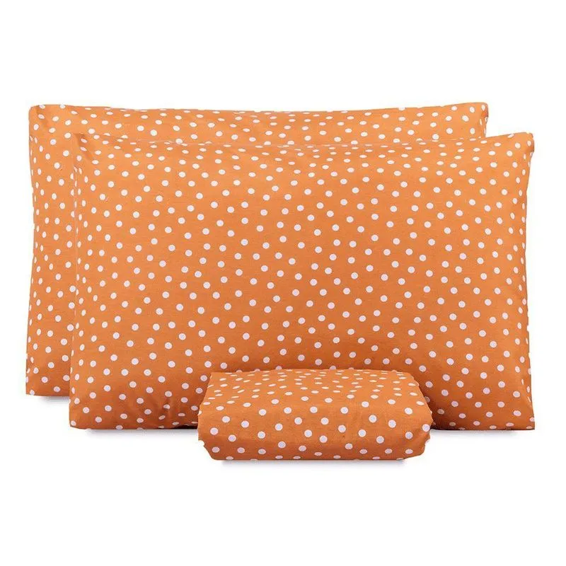 Jogo De Lençol King Classic Estampado 160 Fios 3 Peças Poa Terracota