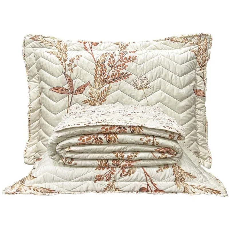 Cobre Leito King Confort Print Micropercal 300 Fios Toque De Algodão 3 Peças - Flores Damasco - Casa Modelo Enxovais