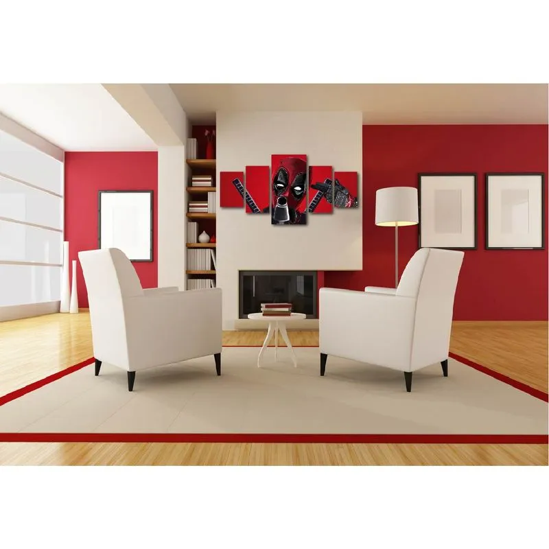 Quadro Decorativo em Mdf Mosaico DeadPool Shoot Decoração Quarto Sala Facil instalação Sem Furar Hd Top