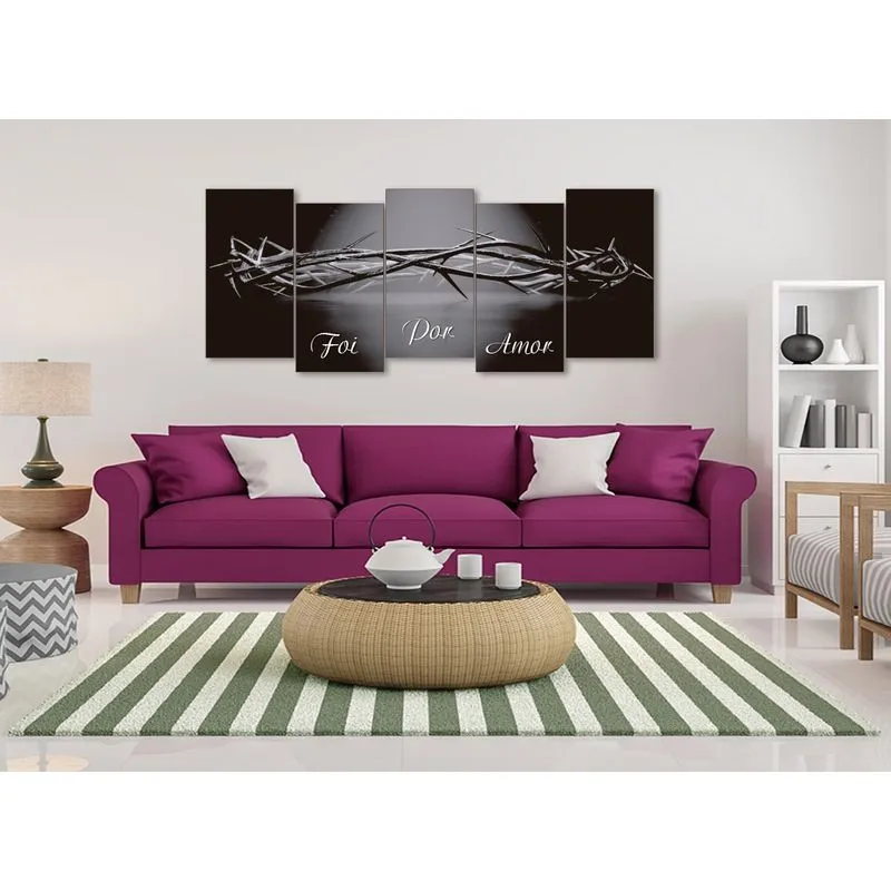 Quadro Decorativo em Mdf Mosaico Coroa Foi Por Amor Decoração Quarto Sala Facil Instalação Sem Furar Não Desbota HD