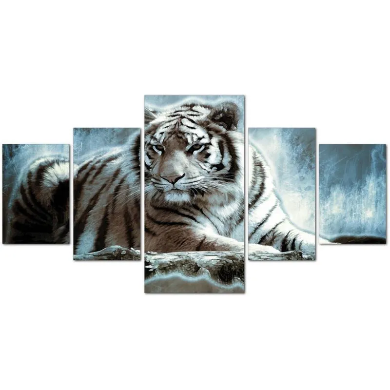 Quadro Decorativo em Mdf Mosaico Tigre Artistico Decoração Animais Quarto sala Escritorio Facil instalação Sem Furar Top