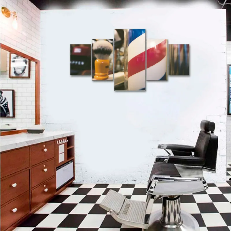 Quadro Decorativo em Mdf Mosaico Barbershop Decoração Salão Barbearia Fácil instalação Sem Pregar Não desbota HD Top