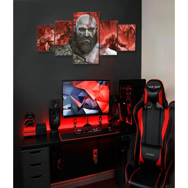 Quadro Decorativo em Mdf Mosaico Kratos God Of War Decoração Game Quarto Sala Facil instalação Sem Furar Não Desbota HD