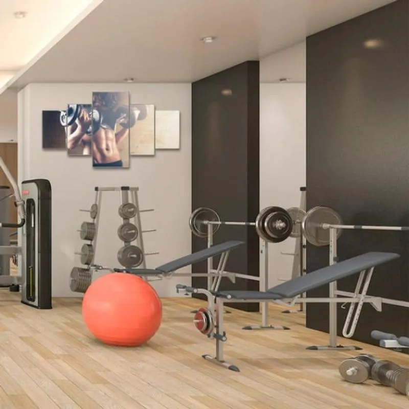 Quadro Decorativo em Mdf Mosaico Academia Decoração Fisico Fitness Fácil instalação Sem Furar Não desbota HD Top
