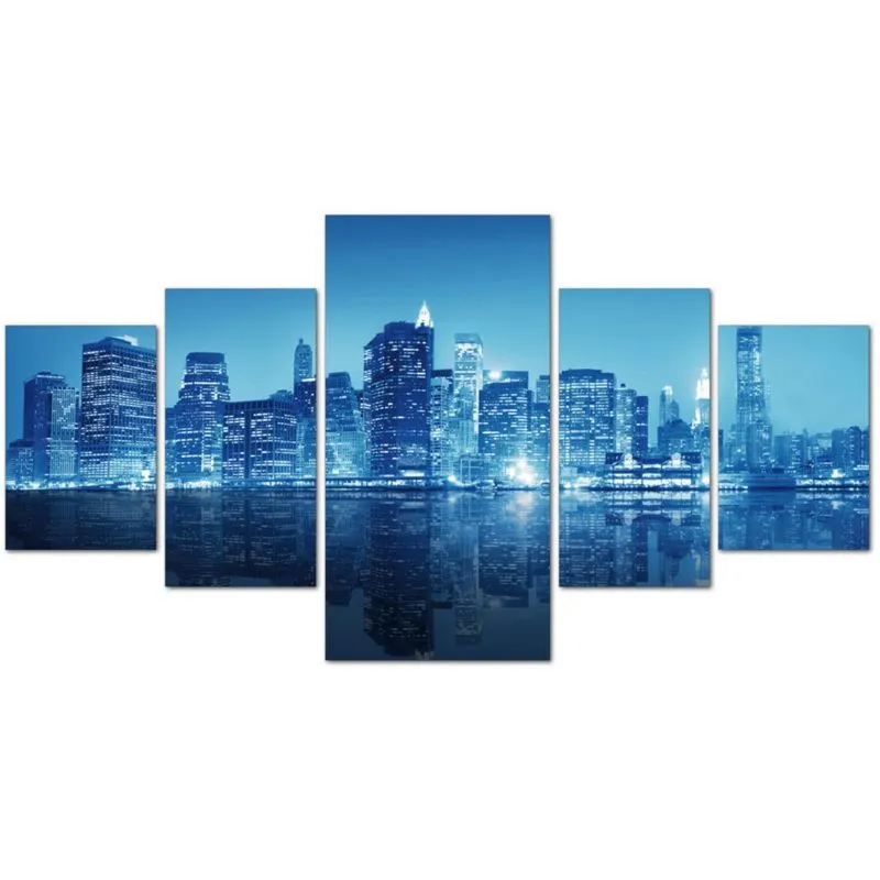 Quadro Decorativo em Mdf Mosaico New York Night Decoração Sala Quarto Escritório Fácil instalação Sem Furar Não Desbota