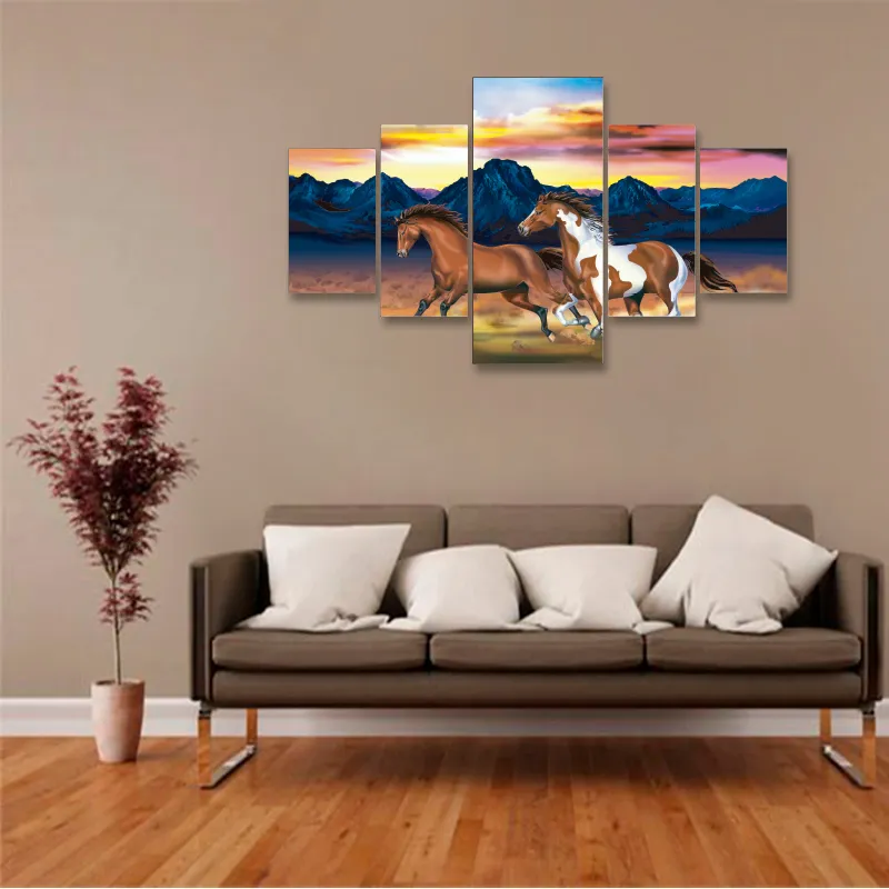 Quadro Decorativo em Mdf Mosaico Cavalos Decoração Animais Quarto sala Escritorio Facil instalação Sem Furar Não Desbota