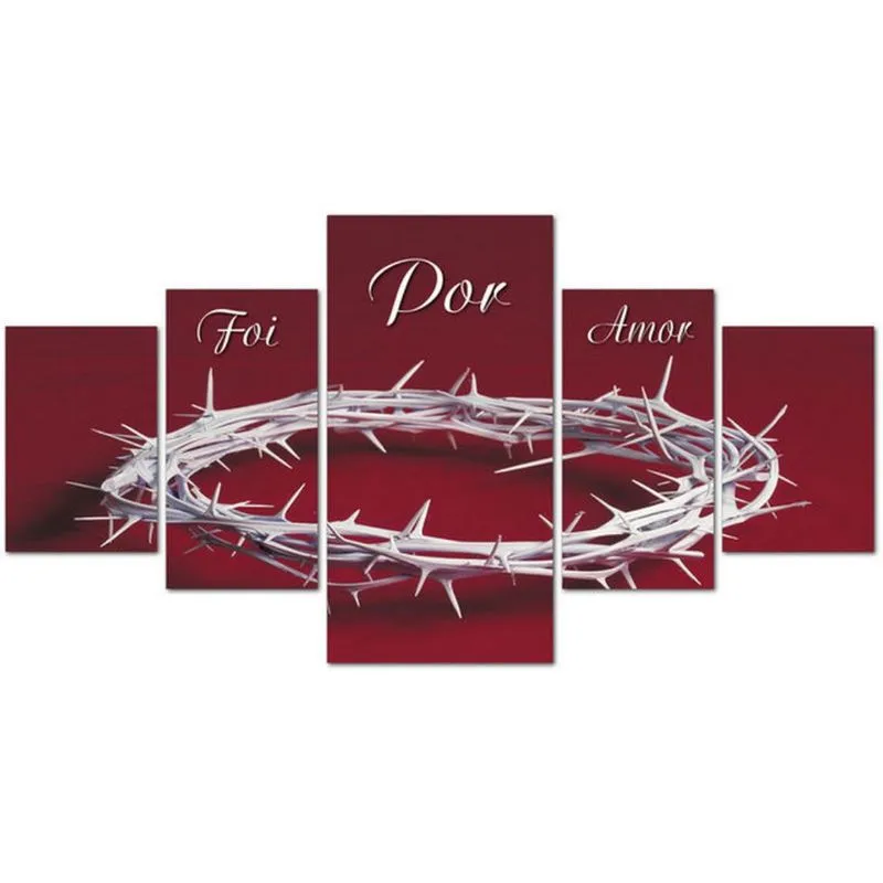 Quadro Decorativo em Mdf Mosaico Coroa Foi Por Amor Decoração Sala Religioso Fácil instalação Sem Pregar Não desbota HD