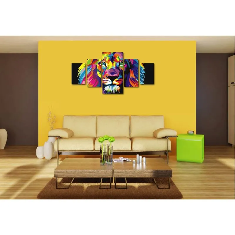 Quadro Decorativo Mdf Mosaico Leão Colorido Religioso Quarto Sala Escritório Fácil instalação Sem Furar Não desbota HD
