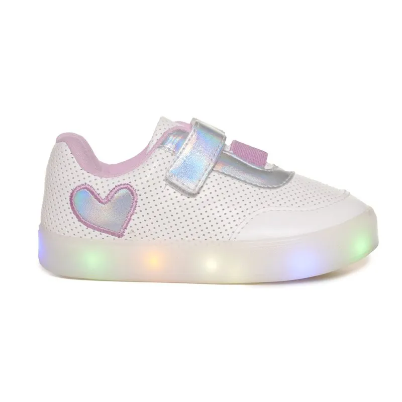 Tênis Casual Funfeet Led Infantil Branco BRANCO/LILAS - 26
