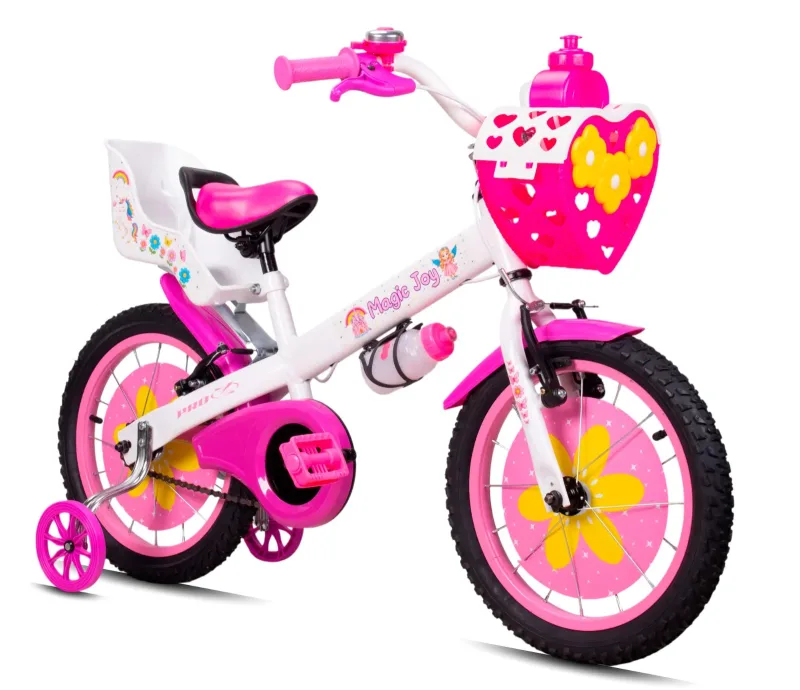 BICICLETA PRO-X MAGIC JOY ARO 16 - BRANCO / ROSA - CESTA DE CORACAO