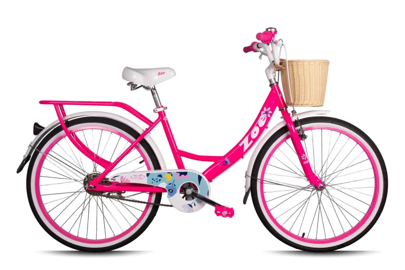 Bicicleta Aro 24 Retro Pro-X Zoe Pneu com Fixa - Rosa Neon