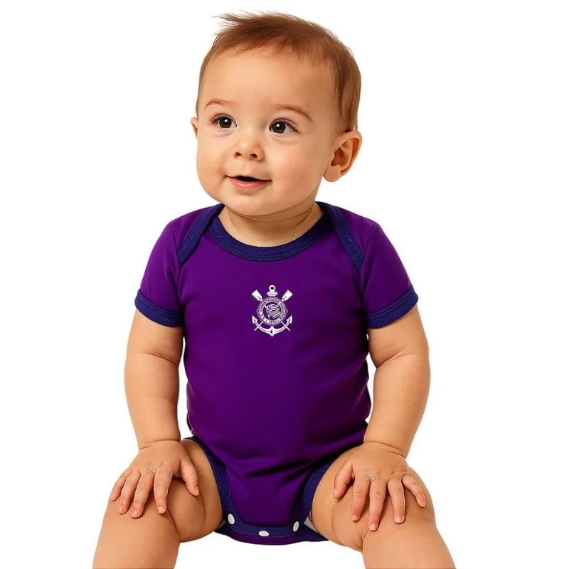 Body Bebê Corinthians Jogo Roxo Oficial G