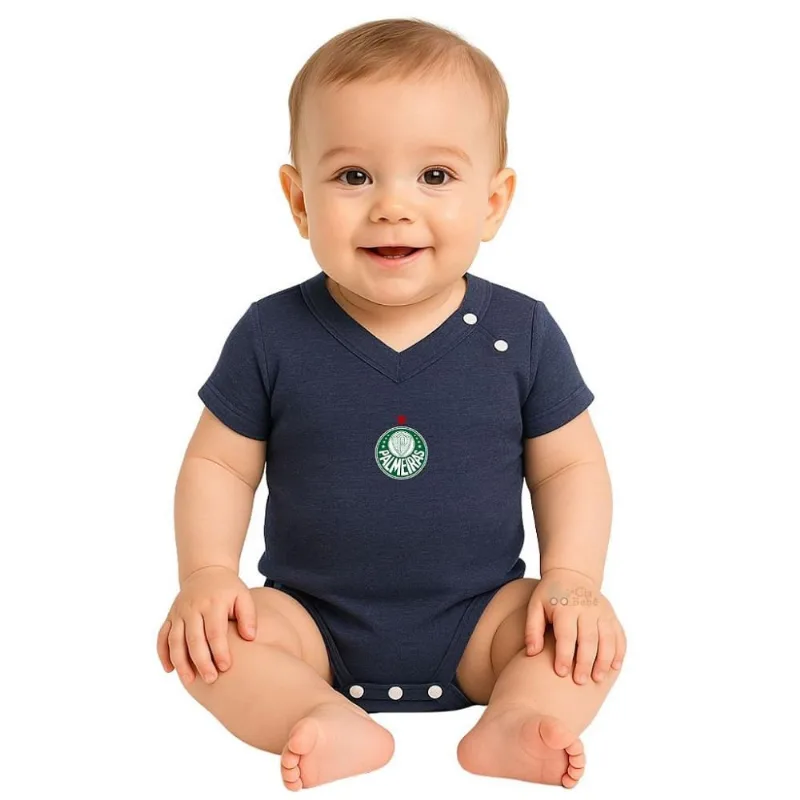 Body Bebê Palmeiras Sonho Mescla Azul Oficial M