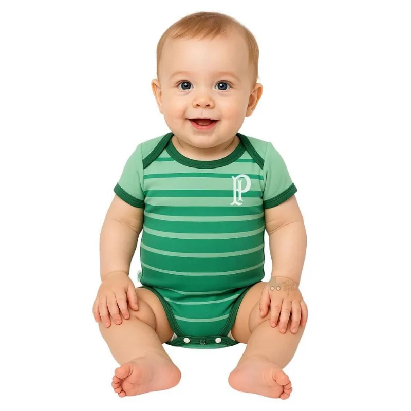 Body Bebê Palmeiras Listras Degradê Oficial G