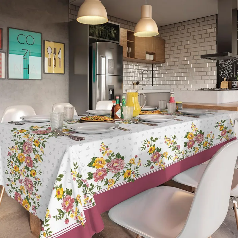 Toalha De Mesa Retangular Teka Basic 1,40M X 2,10M Florescer