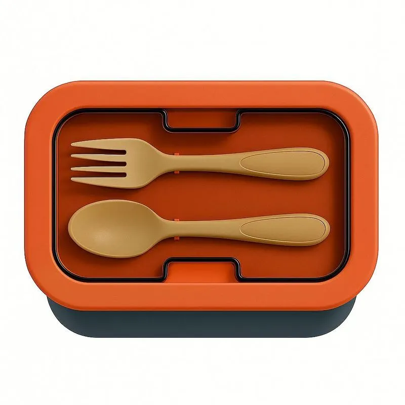 Kit Marmita Divisória E Talheres Silicone Retrátil