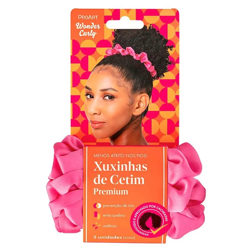 Xuxinha de Cetim Premium ProArt Wonder Curly Rosa