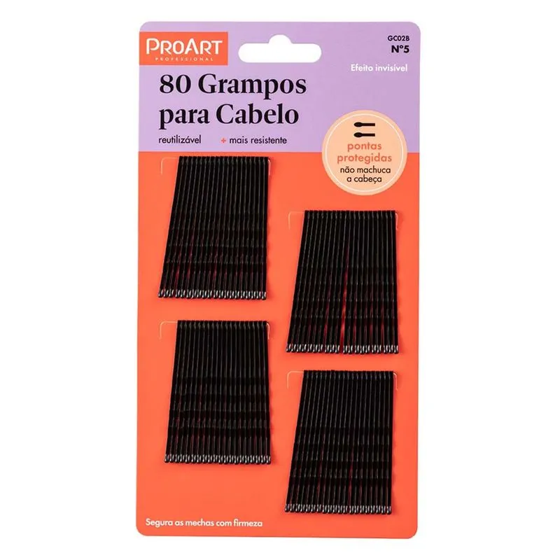 Grampos Para Cabelo ProArt N5 Preto 80 Grampos