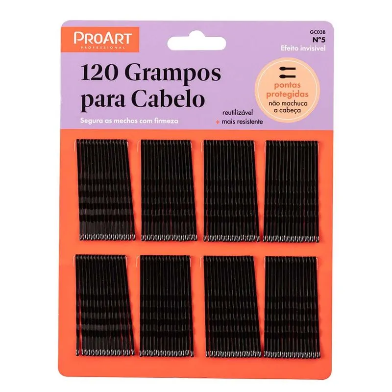 Grampos Para Cabelo ProArt N5 Preto 120 Grampos