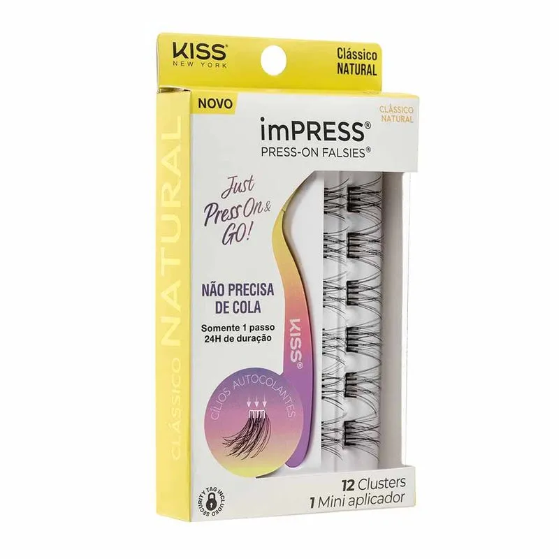 ImPRESS Press-on Falsies Clássico Natural Kit - 12 Cílios Postiços + 1 Mini Aplicador Kit