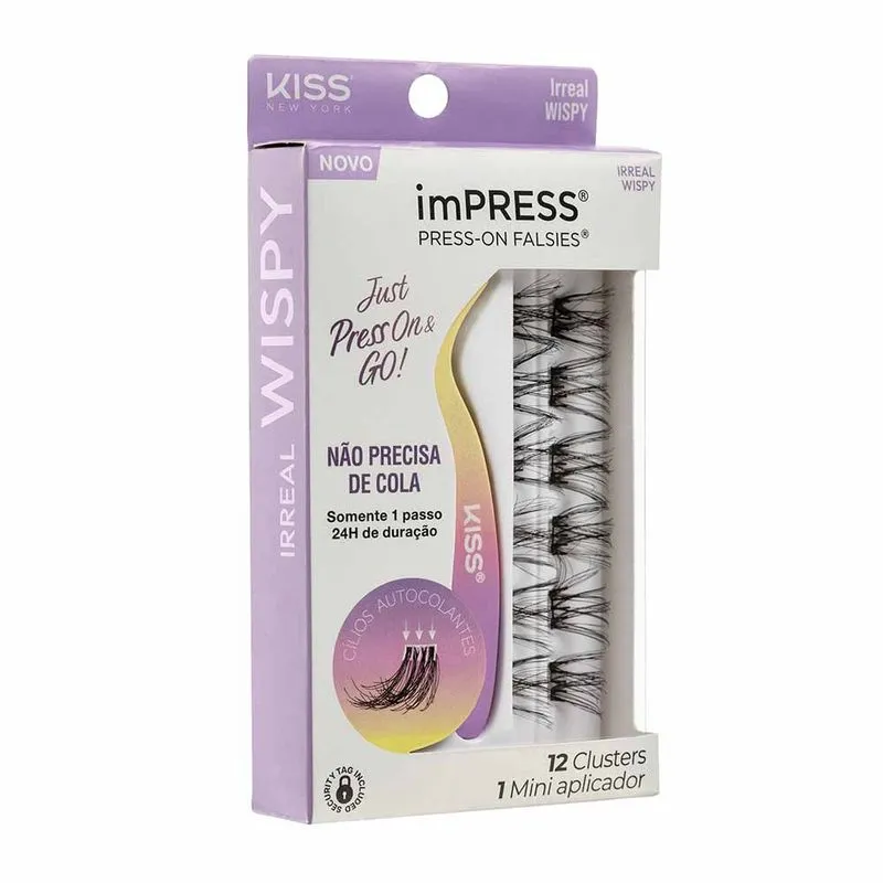 ImPRESS Press-on Falsies Irreal Wispy Kit - 12 Cílios Postiços + 1 Mini Aplicador Kit