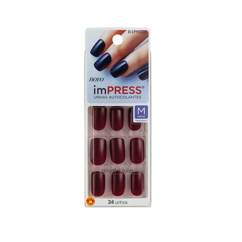 Unhas Postiças Kiss NY Impress Color Médio Pretty 1 Un