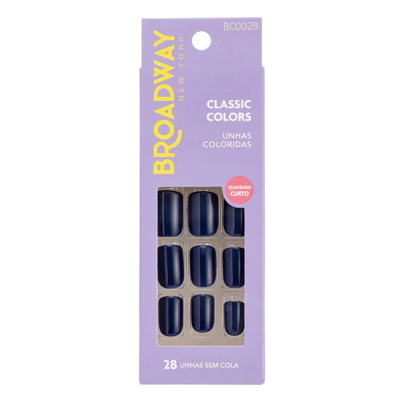 Unhas Coloridas Kiss NY Broadway Baby Blue Quadrado Curto 1Un