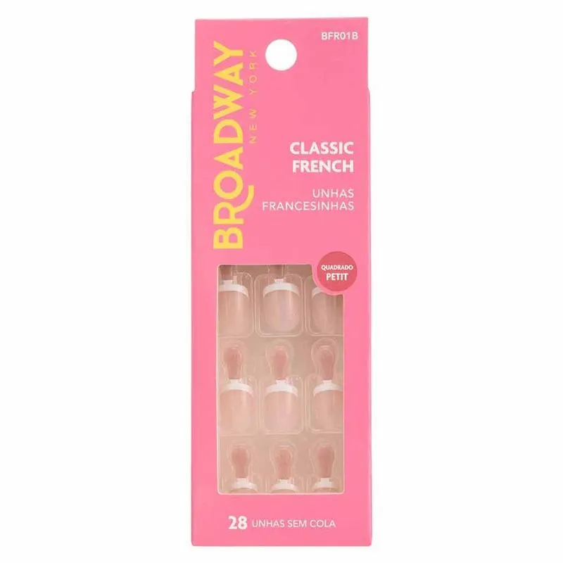 Unhas Francesinhas Kiss NY Broadway Quadrado Petit com Aba 1Un