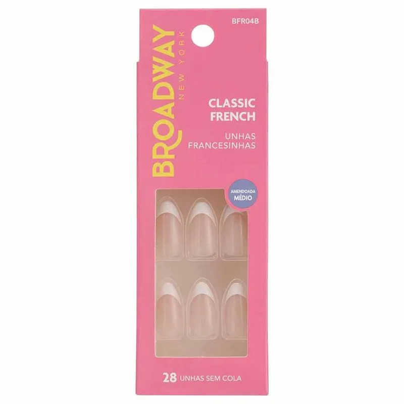 Unhas Francesinhas Kiss NY Broadway Amendoada Médio 1Un