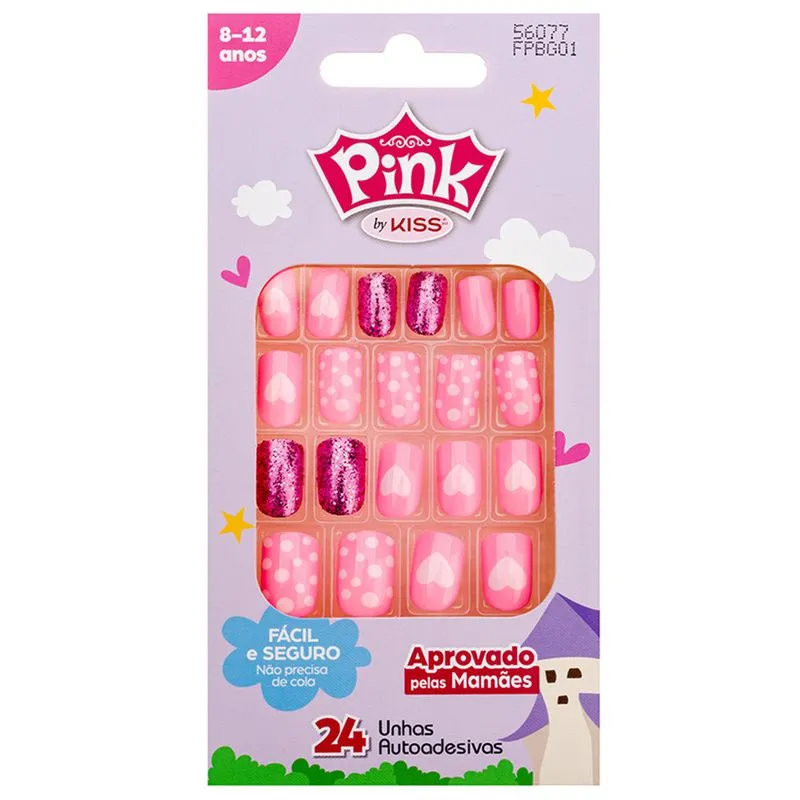 Unhas Postiças Infantil Kiss NY Pink 1 Un