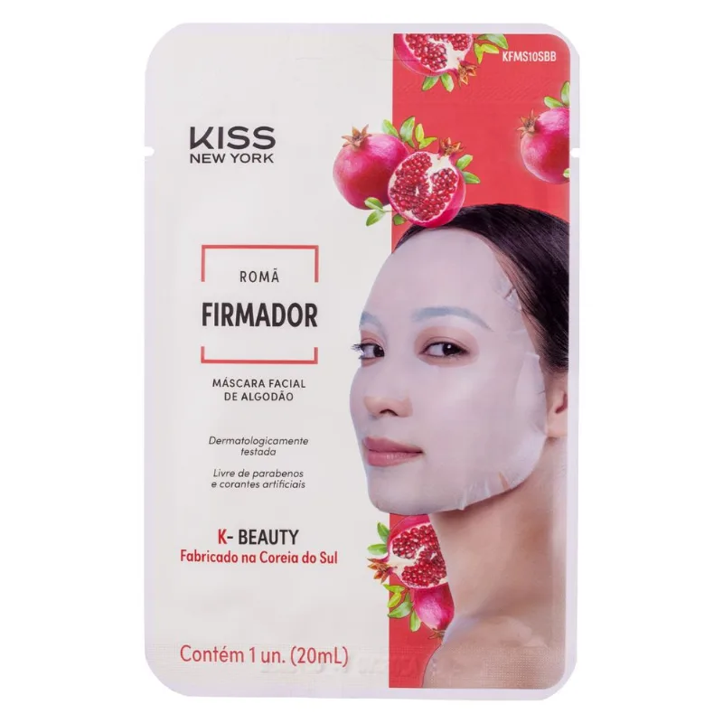Máscara Facial de Algodão Romã - Kiss New York Máscara Facial de Algodão – Romã
