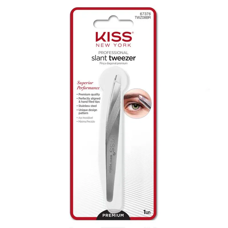 Pinça Ponta Diagonal Premium Kiss NY - Slant Tweezer 1 Un