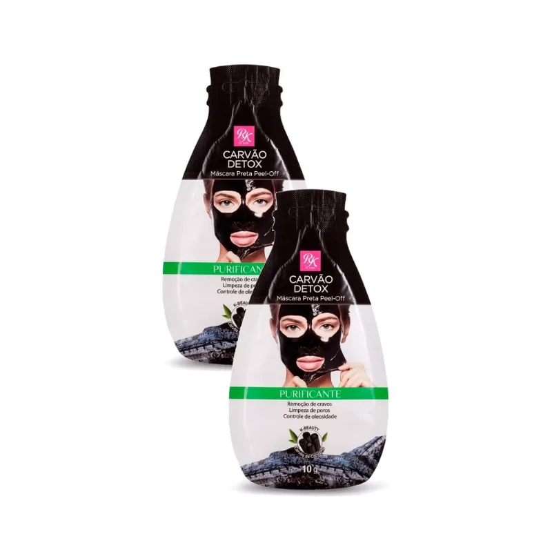 Kit 2 Máscara Preta Facial RK Carvão Detox Peel-Off 10g