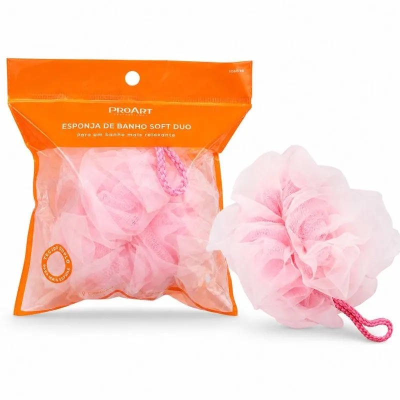 Esponja De Banho Proart Soft Duo Rosa Edb07bb