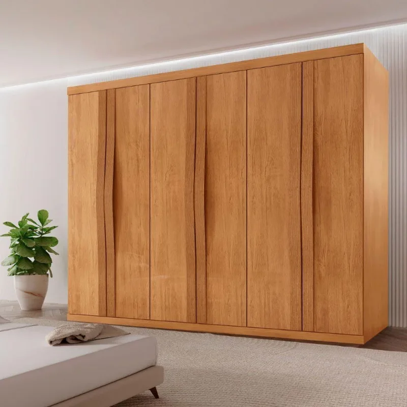 Guarda Roupa Casal Rommeo 6 Portas 6 Gavetas Naturalle MDF - Moderna