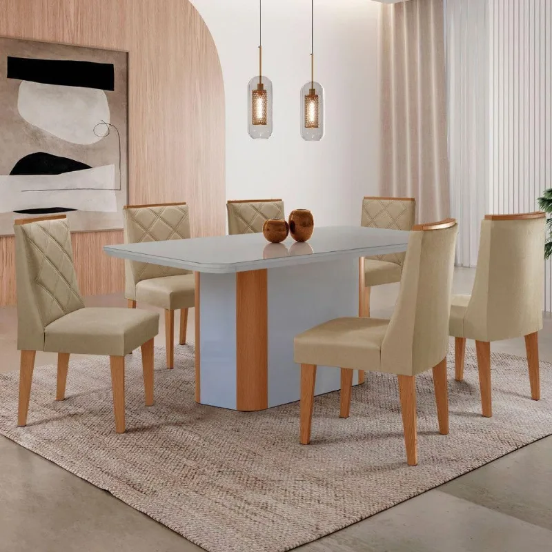 Mesa Jantar Isadora 180cm 6 Cadeiras Isadora Moderna - Moderna