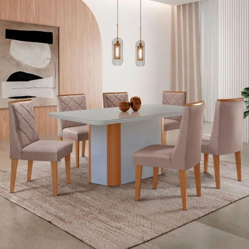Mesa Jantar Isadora 180cm 6 Cadeiras Isadora Moderna - Moderna