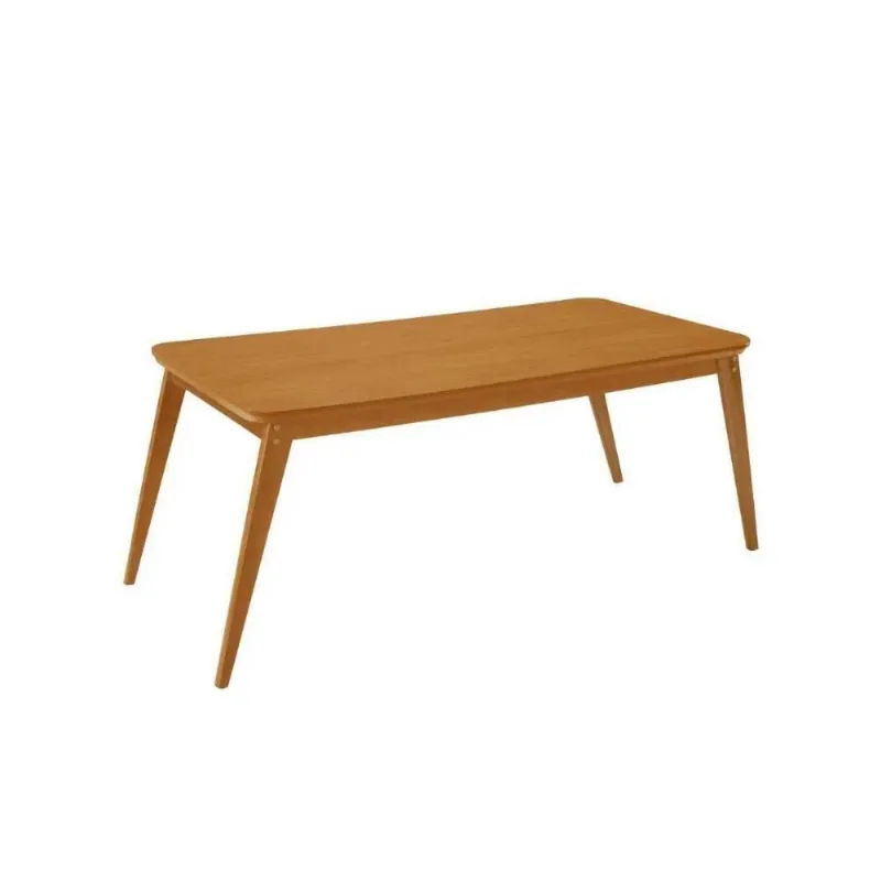 Mesa De Sala Jantar Havana Madeira Maciça C/ Tampo Madeirado C/ Canto Curvo 180x90cm Naturale - Rufato - Moderna