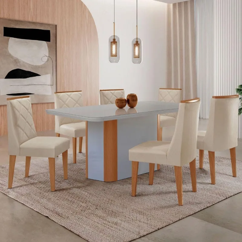 Mesa Jantar Isadora 180cm 6 Cadeiras Isadora Moderna - Moderna