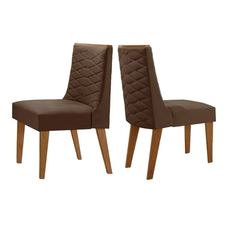 Cadeira Sala de Jantar Dafne Kit 2 Un Naturalle/Suede Marrom - Rufato